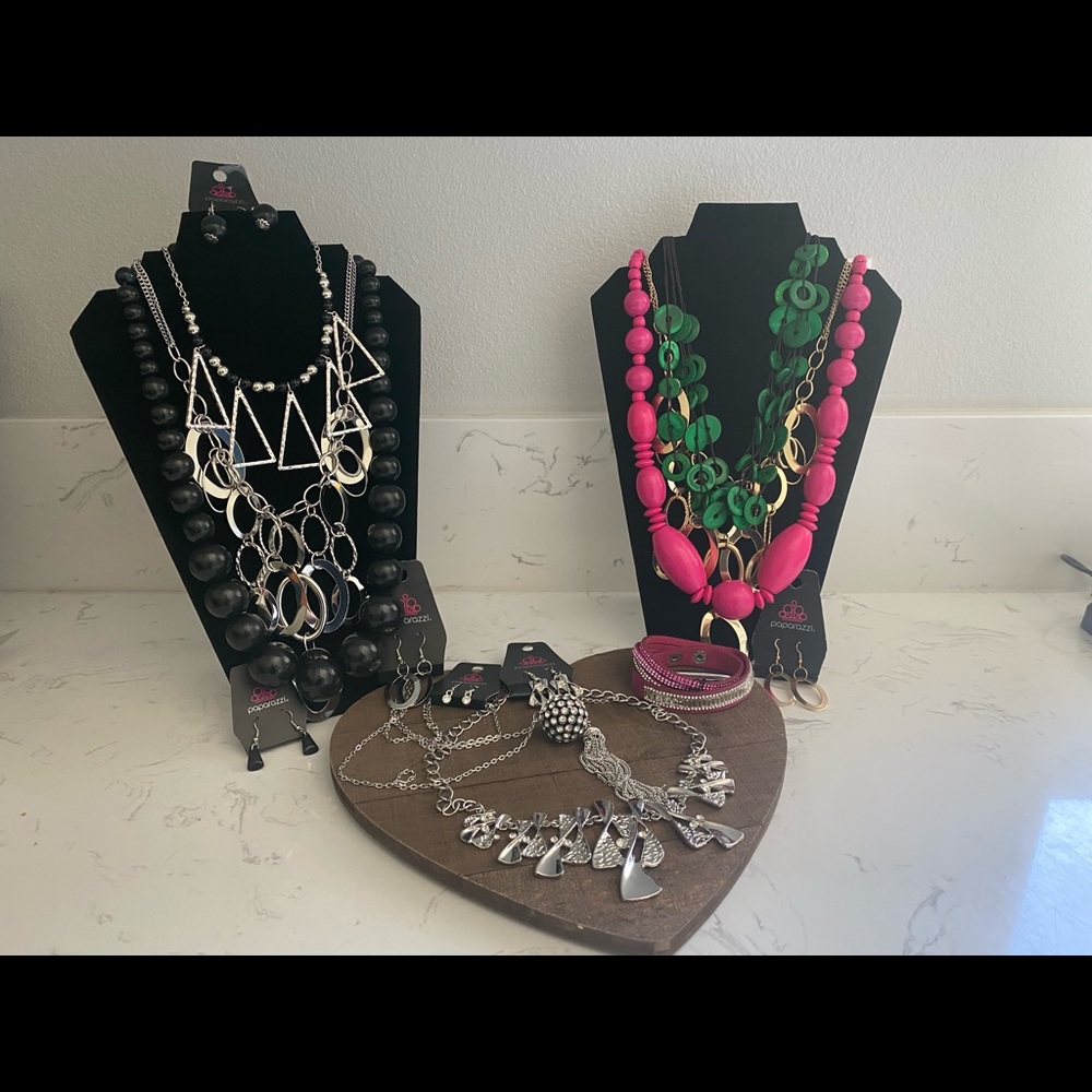 Bundle of Paparazzi Jewelry NWT Necklaces, Earrings & Wrap Bracelet